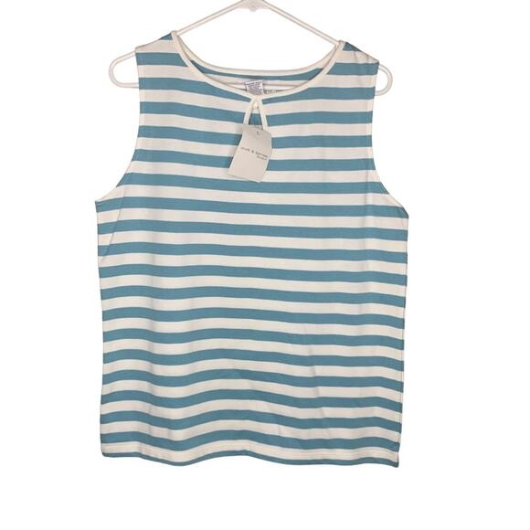 Croft & Barrow NWT Tank Top Size L Light Blue and White Stripes - Picture 1 of 7